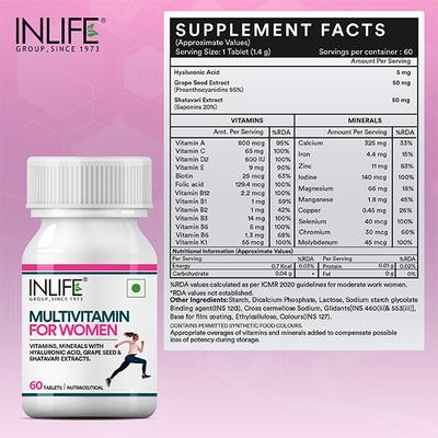 INLIFE Multivitamin Tablets for Women 60's - Women Health
