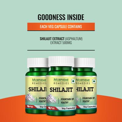 Morpheme Remedies Shilajit 500mg Extract 60's - Herbal Dietary Supplement