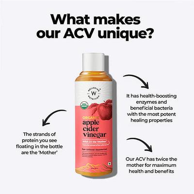 Wellbeing Nutrition Organic Himalayan Apple Cider Vinegar (ACV) with Mother of Vinegar, Raw, Unfiltered, Unpasteurized - 500ml - Apple Cider Vinegar - Acv