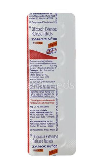 Zanocin OD 400mg Tablet 5'S - Bacterial Infections-Qui
