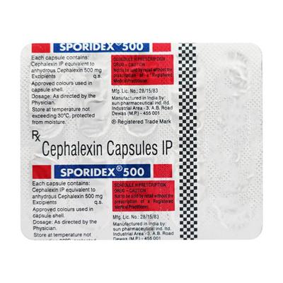Sporidex 500mg Capsule 10'S - Bacterial Infections-Cep