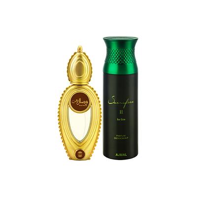 Ajmal Wisal Dhahab EDP Fruity Floral Perfume And Sacrifice II For Him Deodorant Fruity Aromatic Fragrance 250 ml - Men Perfumes (Edt/Edp)