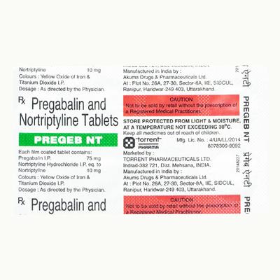 PREGEB NT Tablet 10's - Neuropathic Pain-Dru