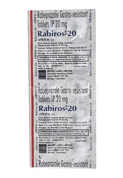 Rabiros 20mg Tablet 10'S - Ulcer/Reflux/Flatulence-Aaa