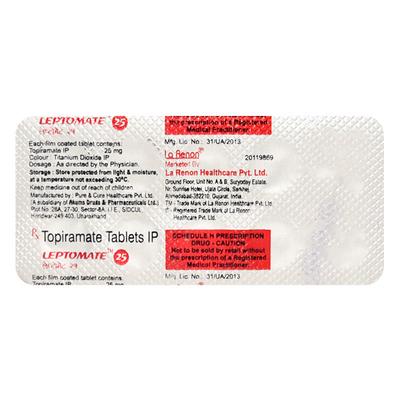 Leptomate 25mg Tablet 10'S - Epilepsy/Convulsion-Ant