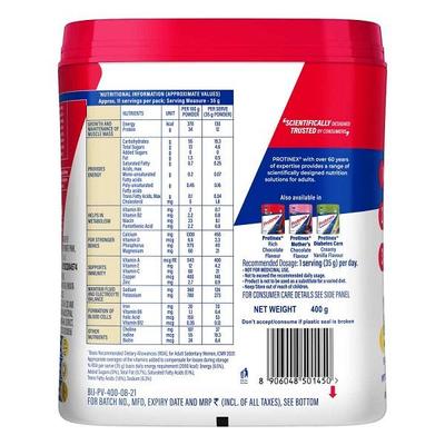 Protinex Powder - Creamy Vanilla Flavour 400 gm (Refill Pack) with Free Bottle 325 ml - Protein Drink