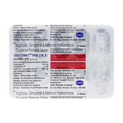 Glycomet Trio 2/0.3mg Tablet 10'S - Diabetes-Ant