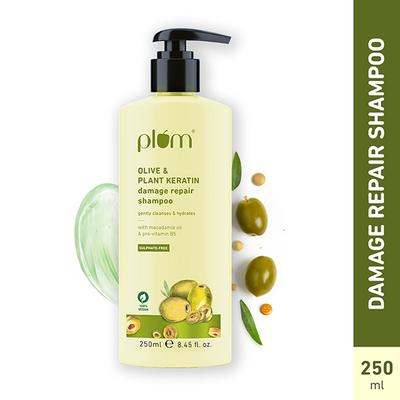 Plum Olive Plant Keratin Damage Repair Shampoo Gently Cleanses & Hydrates With Macadamia oil & Pro- Vitamin B5 250ml - Shampoos