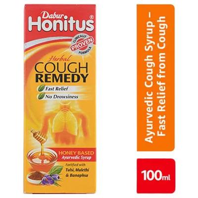 Dabur Honitus Herbal Cough Remedy With Tulasi,Mulethi & Banasphsa Syrup 100 ml - Speciality Medicines