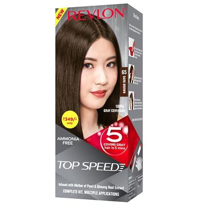 Revlon Top Speed Hair Color - Dark Brown 65 (20Gm+20Gm+15Ml) 55gm - Crème