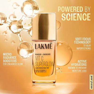 Lakme Makeup+Skincare Vitc Superglow Skin Perfecting Tint Neutral Almon N340 25 ml - Foundation