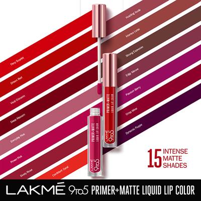 Lakme 9to5 Primer + Matte Liquid Lip Color MM1 Edgy Mauve 4.2 ml - Primer