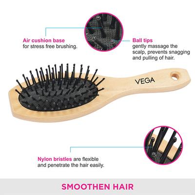 Vega Wooden Cushion Brush (E2 - Bb) - Hair Brushes