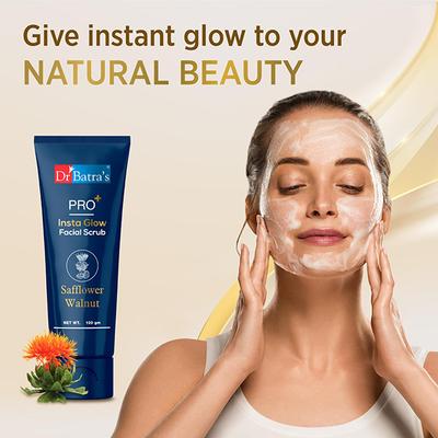 Dr Batras Pro+ Insta Glow Facial Scrub for Exfoliating Dead Skin Cells, Enriched with Walnut 100 gm - Face Scrubs