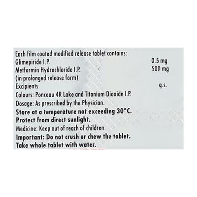 GLUFORMIN G 0.5 Tablet 15's - Diabetes-Ant