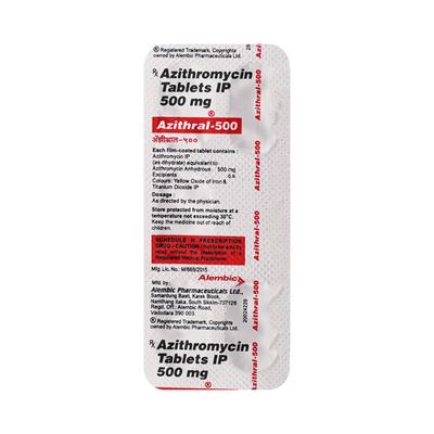 Azithral 500mg Tablet 5'S - Bacterial Infections-Mac