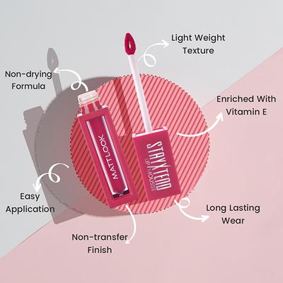 Matt Look Stayxtend Lip Mousse Enriched With Vitamin E & Non Sticky, Forever Pink-17 4 ml - Liquid Lipsticks