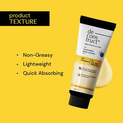Deconstruct Detan Sunscreen Body Lotion with SPF 50+ Water resistant Body lotion UVA & UVB Protection PA ++++ 90 ml - Body Sunscreen