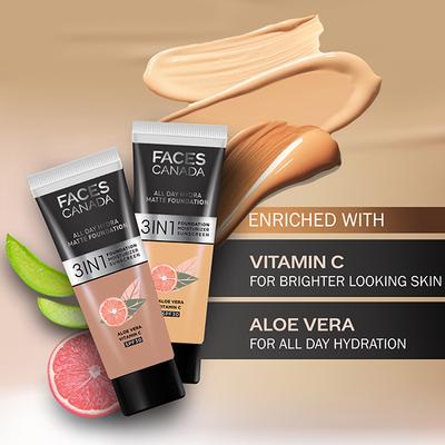 FACES CANADA 3in1 All Day Hydra Matte Foundation + Moisturizer + SPF 30 Honey Beige 031 15 ml - Foundation