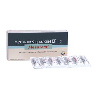 MESARECT 1g Suppositories 2x7's - Ulcerative Colitis/Bowel Inflammatory Disease-GIT