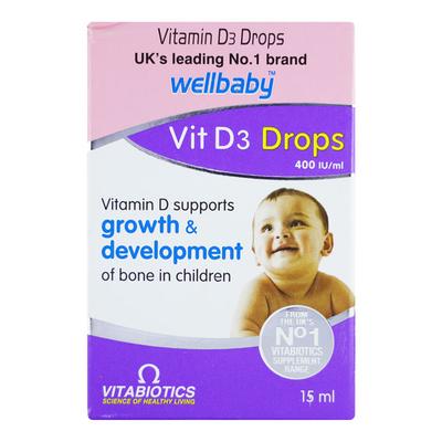WELLBABY VIT D3 400IU Drops 15ml - Supplements-Vam