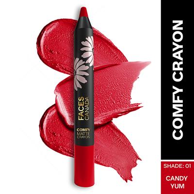 Faces Canada Comfy Matte Lip Crayon - Candy-Yum 01, 2.8gm - Lip Crayons