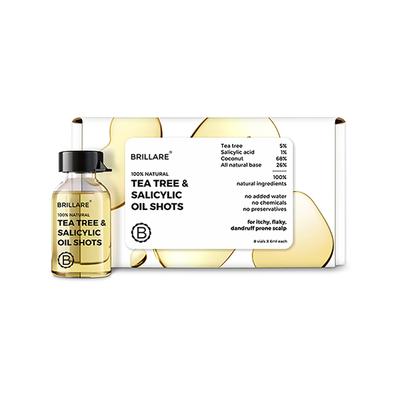 Brillare Tea Tree and Salicylic Oil Shots for Itchy, Flaky, Dandruff Prone Scalp 48ml - Hair Oils