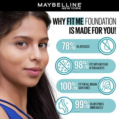 Maybelline New York Fit Me Matte+Poreless Foundation, Shade 339 - Natural Matte Finish, 16H Oil Control 117 gm - Foundation
