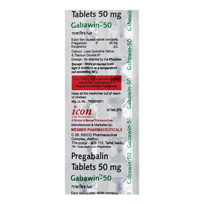 Gabawin 50mg Tablet 10'S - Neuropathic Pain-Dru