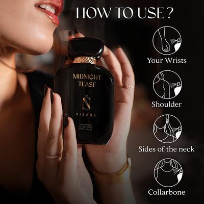 Nisara Midnight Tease Perfume Long Lasting Fragrance Floral Woody Musky Eau De Parfum For Women 100 ml - Women Perfumes (Edt/Edp)