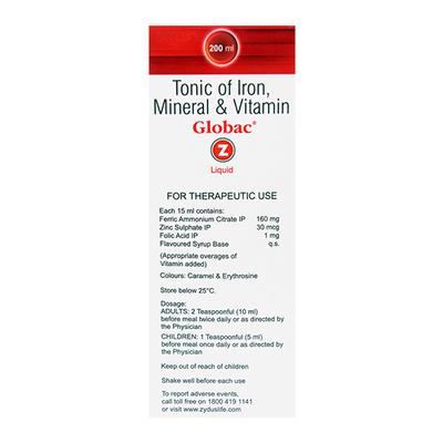 Globac Z Liquid 200ml - Iron Supplement/Anaemia-Vma