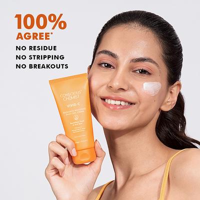 Conscious Chemist Vitamin C Face Cream SPF30 PA+++ Lightweight Gel with Polyglutamic Acid For Healthy & Glowing Skin 50ml - Face Moisturizers
