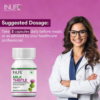 INLIFE Milk Thistle 800 mg Vegetarian Capsule 60's - Herbal Dietary Supplement