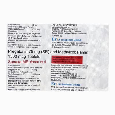 Sonaxa ME Tablet 15'S - Neuropathic Pain-Dru