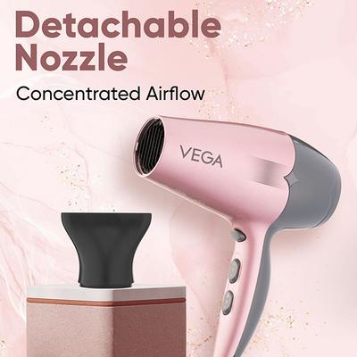 VEGA Go-Pro 2100 Hair Dryer With Cool Shot Button & 3 Heat Settings (Ananya Panday Signature Collection) VHDH-25 Rose Gold & Grey 1 gm - Hair Dryers