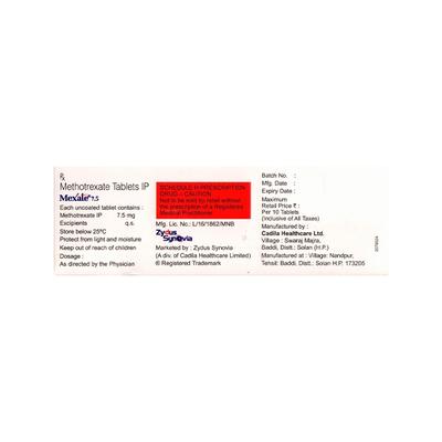 Mexate 7.5mg Tablet 10'S - Cancer Oncology-Cyt