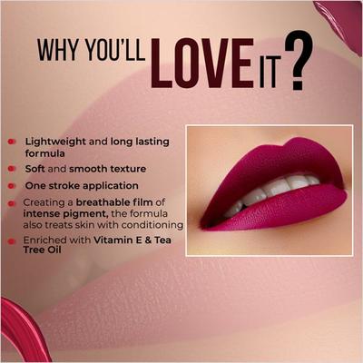 Colorbar PowerKiss Vegan Matte Lipcolor Transferproof Long-Lasting Hydrating- Lover Boy -014 5ml - Liquid Lipsticks