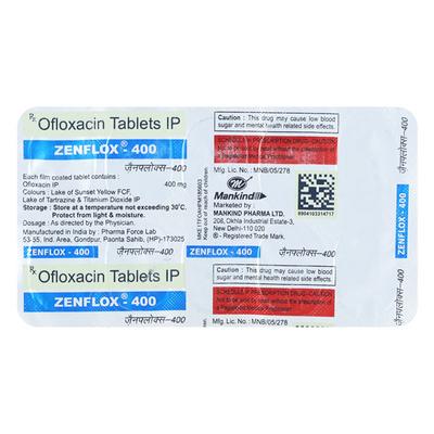 Zenflox 400mg Tablet 10'S - Bacterial Infections-Qui