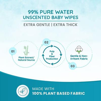 Mother Sparsh 99% Water Based Wipes (Pack of 2 x 72's) - Diapers & Wipes