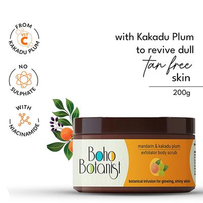 Boho Botanist Exfoliating Body Scrub - Mandarin& Kakadu Plum, Niacinamide, Vit C, Tan Removal 200 gm - Scrubs & Exfoliants