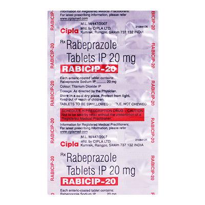 Rabicip 20mg Tablet 15'S - Ulcer/Reflux/Flatulence-Aaa