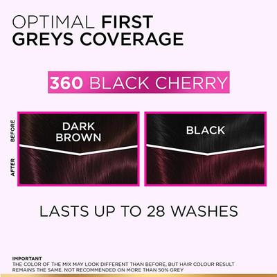 L'Oreal Paris Casting Creme Gloss Hair Color, Conditioning Color 360 Black Cherry 87.5gm + 72ml 1's - Crème