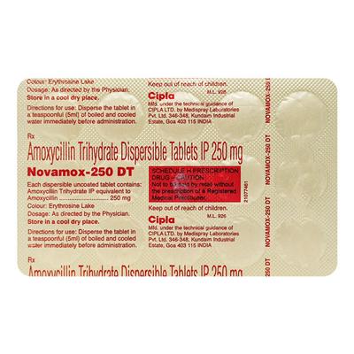 Novamox DT 250mg Tablet 15'S - Bacterial Infections-Pen