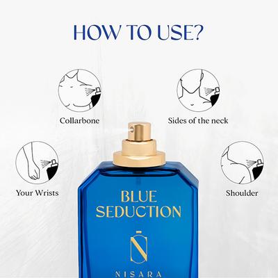Nisara Blue Seduction Perfume Long Lasting Fragrance Aromatic Fougere Woody Eau De Parfum For Men 100 ml - Men Perfumes (Edt/Edp)