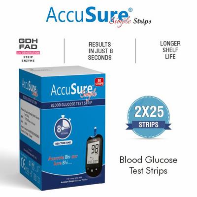 AccuSure Simple Gluco Test Strip 50's - Blood Glucose Monitors/Test Strips