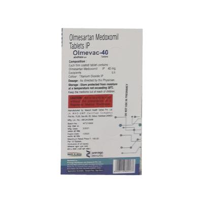 OLMEVAC 40 Tablet 10's - Hypertension-Ang