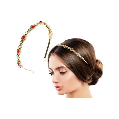 Majestique Kundan Gold Plated Hair Bands Fancy Party Wedding Headband For Women, Girls 1's - Hair Clips/Bands
