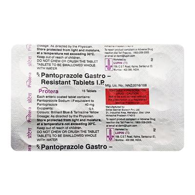 Protera 40mg Tablet 15'S - Ulcer/Reflux/Flatulence-Aaa