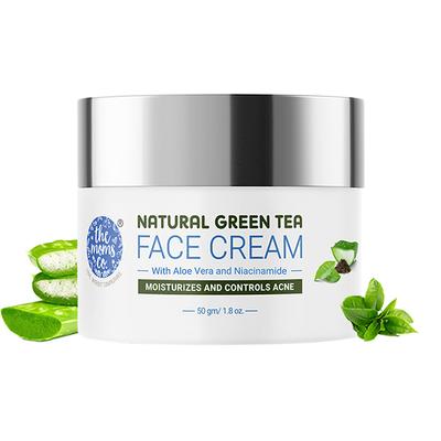 The Moms Co. Natural Green Tea Face Cream with Aloe Vera and Niacinamide Moisturizes and Controls Acne 50gm - Face Moisturizers