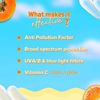 Aqualogica Glow Plus Dewy Sunscreen Papaya & Vitamin C SPF 50+ PA++++ UVA / UVB 50gm - Face Sunscreen